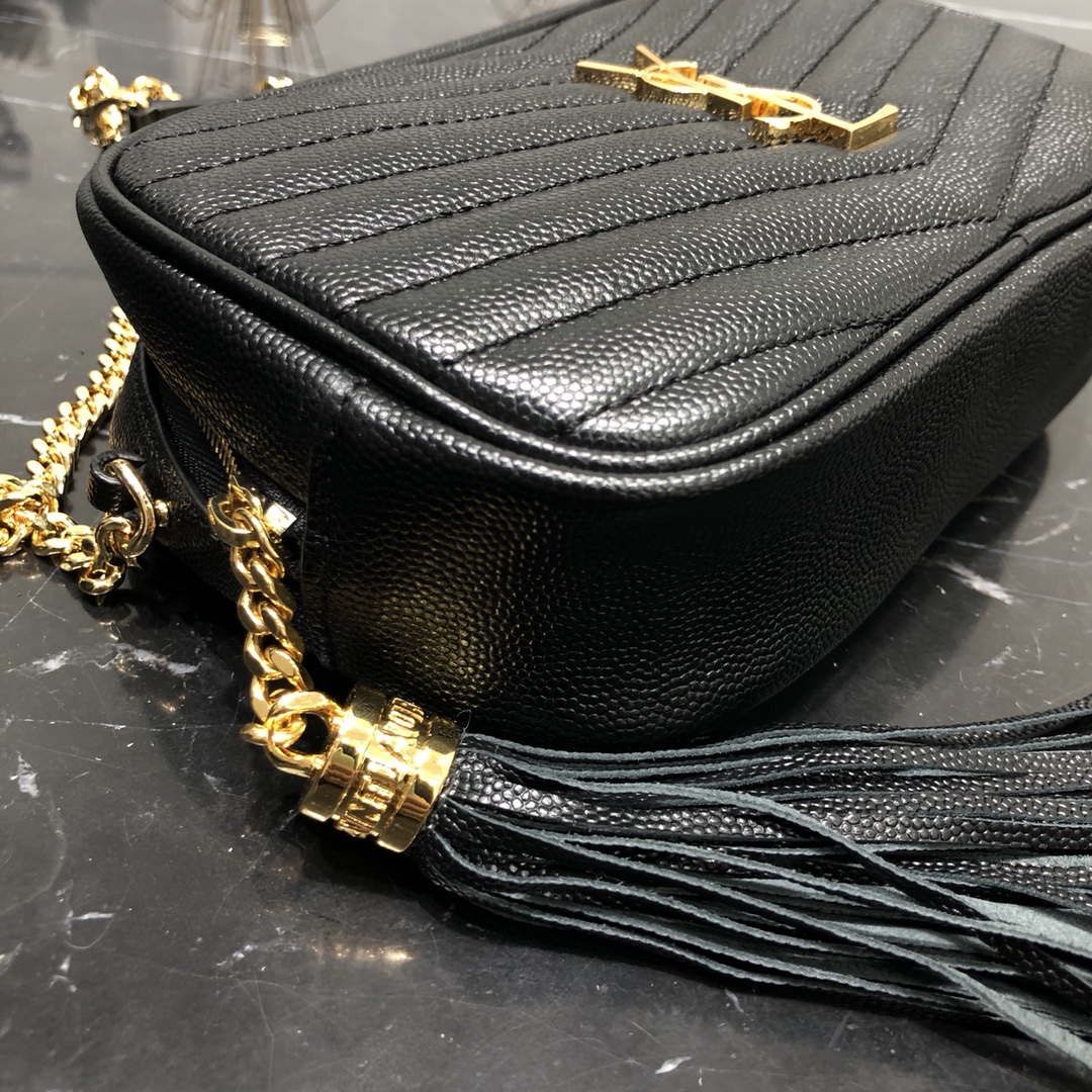 Saint Laurent Mini LOU Camera Quilted Calfskin Shoulder Bag Handbag Black 748849 Gold